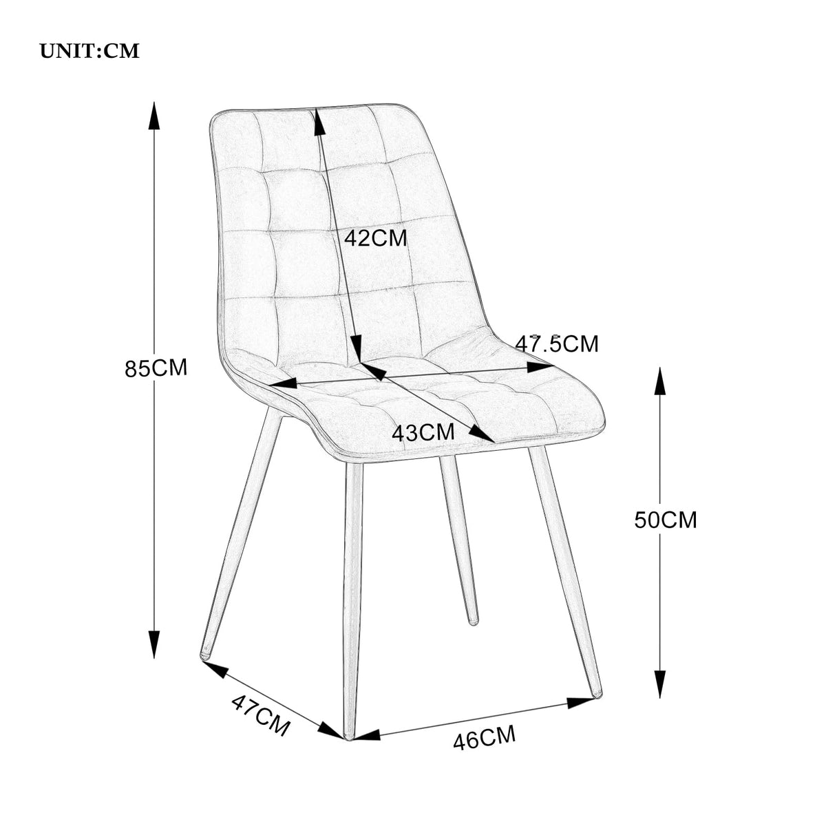 GrandCA HOME Set of 2 Plastic Dining Chairs with Wooden Legs Velvet Upholstered Terry Iron Light Grey