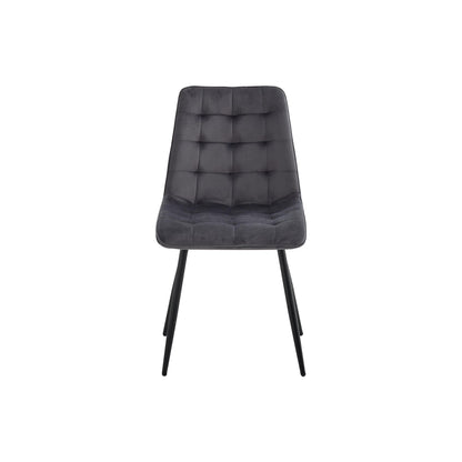 GrandCA HOME Set of 2 Plastic Dining Chairs with Wooden Legs Velvet Upholstered Terry Iron Light Grey