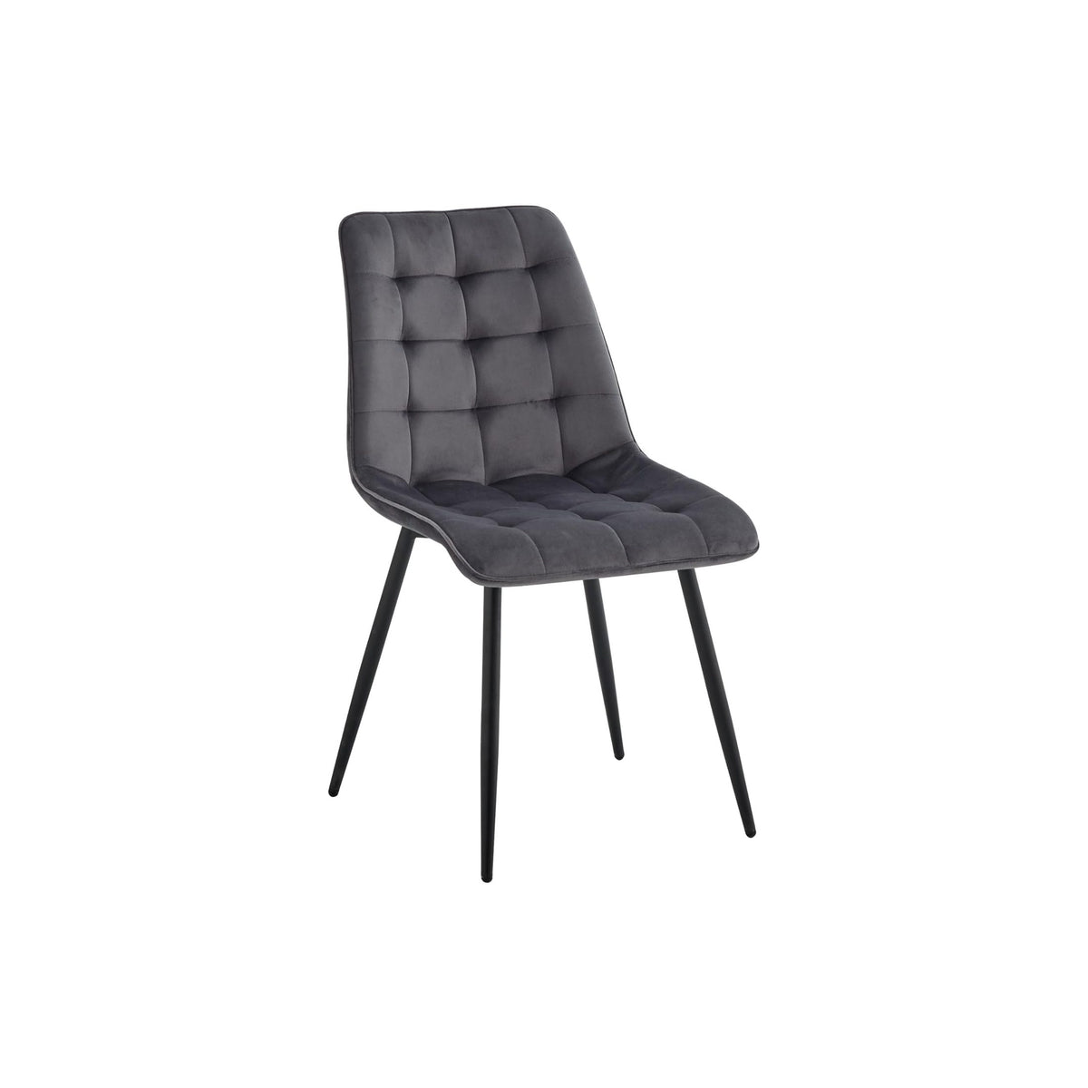 GrandCA HOME Set of 2 Plastic Dining Chairs with Wooden Legs Velvet Upholstered Terry Iron Light Grey