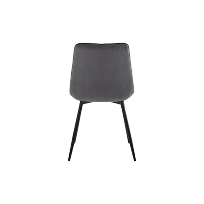 GrandCA HOME Set of 2 Plastic Dining Chairs with Wooden Legs Velvet Upholstered Terry Iron Light Grey