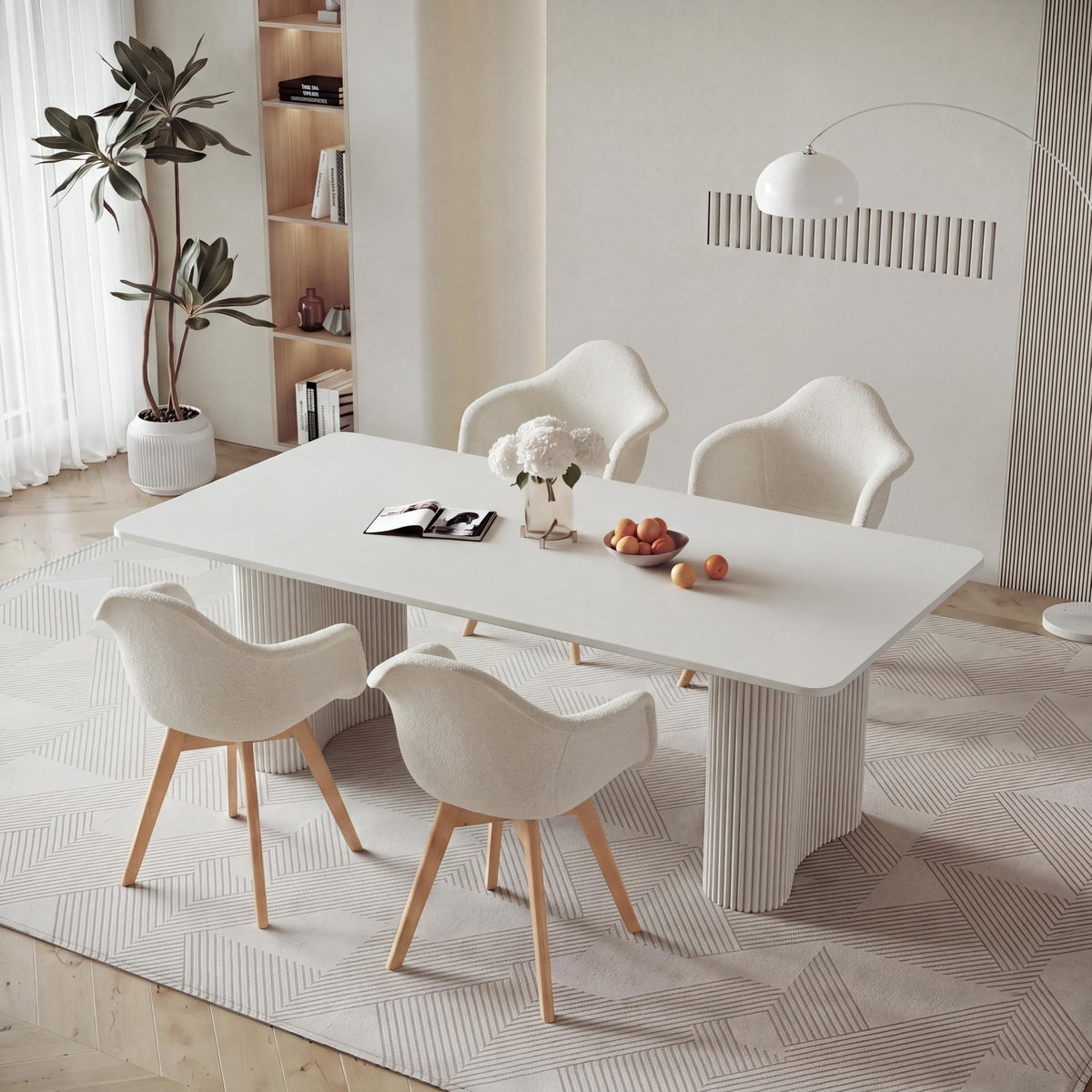 Set of 2 Patchwork Fabric Dining Chairs with Arms Modern Design Armchair Scandinavian Beech Wood Kitchen Chair (Beige Grained Velvet)