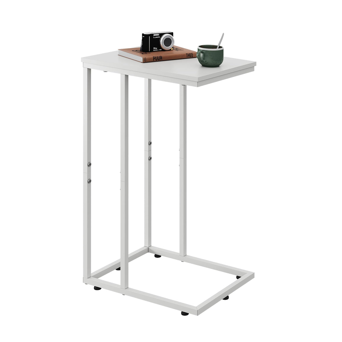 WLIVE Narrow Side Table for Bedroom, Living Room, 2 Tier Small Coffee Table, End Table with Storage (White)