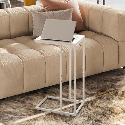 WLIVE Narrow Side Table for Bedroom, Living Room, 2 Tier Small Coffee Table, End Table with Storage (White)