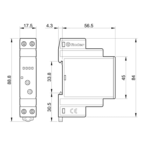 Finder - Modular Rail-Mount Dimmer 500W, 230VAC, Memory Function, 35mm