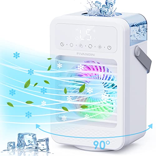 Fivangin Mini Portable Air Cooler - 5 Speeds & LED Lights