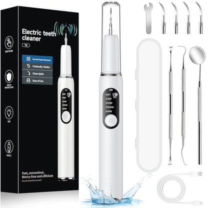 Fivava Dog Teeth Cleaning Kit with 5 Modes and 4 Heads for Pets