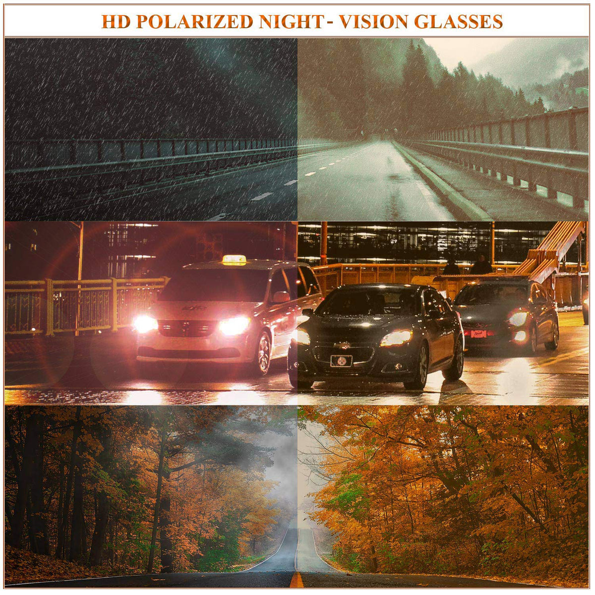 Wrap Around Night-Vision Glasses, Fit Over Prescription Glasses with Polarized Yellow Lens Night-Driving Glasses