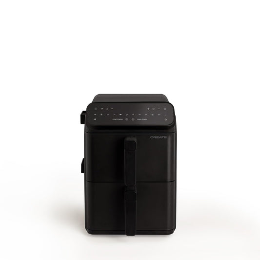 CREATE Air Fryer Dual Stack Air Fryer with Double Height and Independent Control 11.2L Black/Capacity 9-10 Servings, 10 Programmes, Dual Cook, Touch Panel, 2600-3000W