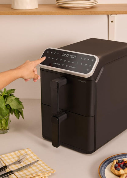 CREATE Air Fryer Dual Stack Air Fryer with Double Height and Independent Control 11.2L Black/Capacity 9-10 Servings, 10 Programmes, Dual Cook, Touch Panel, 2600-3000W