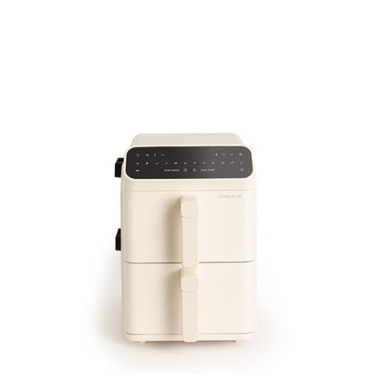 CREATE Air Fryer Dual Stack Air Fryer with Double Height and Independent Control 11.2L Cream White/Capacity 9-10 Servings, 10 Programmes, Dual Cook, Touch Panel, 2600-3000W
