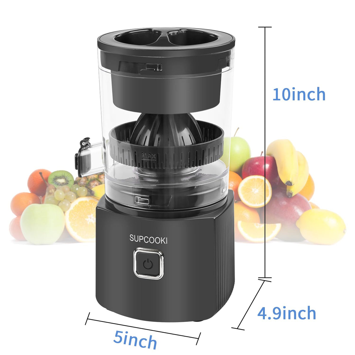 Hands Free Electric Citrus Juicer, Automatic Juicer Machine with Cleaning Brush, Orange Lime Grapefruit Squeezer, One-touch Operation,