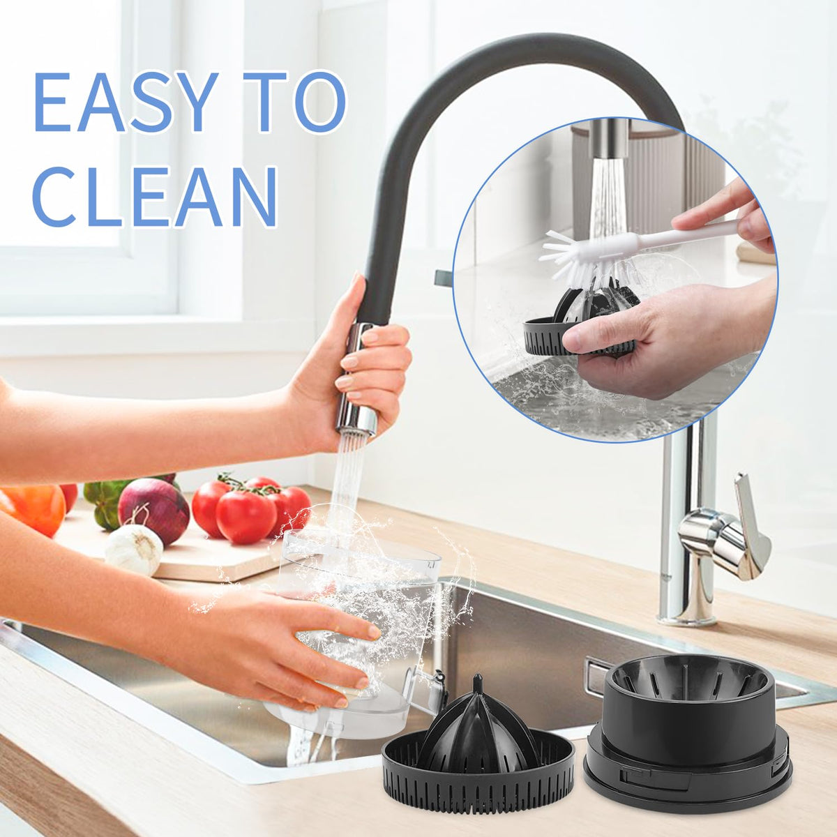 Hands Free Electric Citrus Juicer, Automatic Juicer Machine with Cleaning Brush, Orange Lime Grapefruit Squeezer, One-touch Operation,
