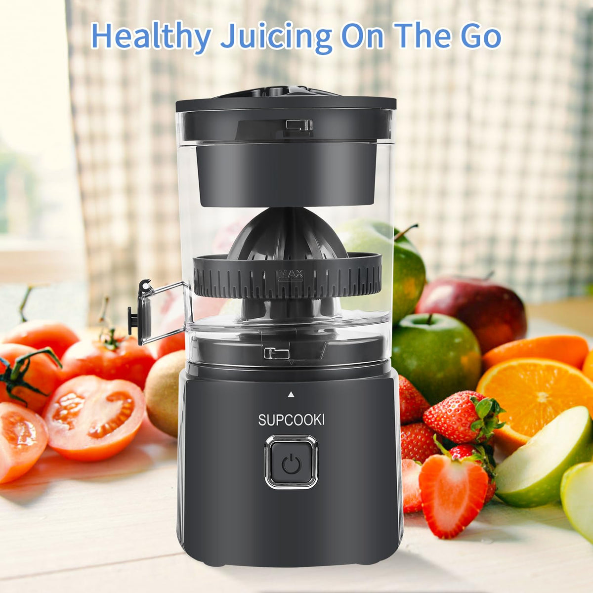 Hands Free Electric Citrus Juicer, Automatic Juicer Machine with Cleaning Brush, Orange Lime Grapefruit Squeezer, One-touch Operation,