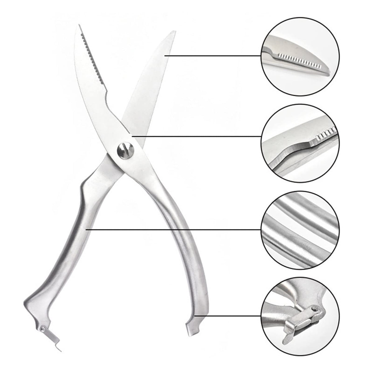Kitchen Scissors Chicken Bone Scissors Stainless Steel Kitchen Scissors Household Food Scissors Multifunctional(10)