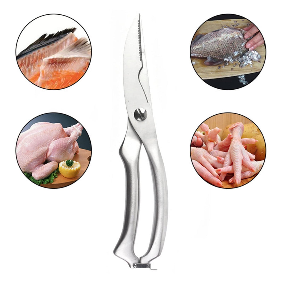 Kitchen Scissors Chicken Bone Scissors Stainless Steel Kitchen Scissors Household Food Scissors Multifunctional(10)