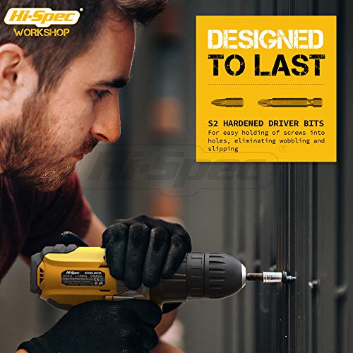 Hi-Spec - 18V Cordless Drill Driver with 1000mAh Battery, 17 Position Clutch & 30-Piece Bit Set