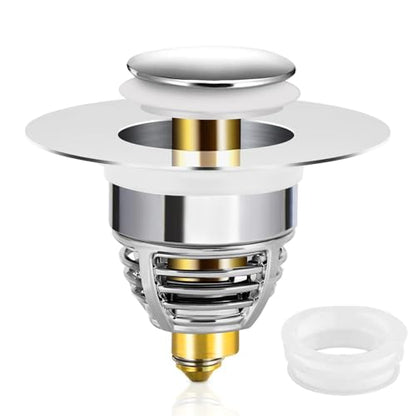 Upgrade your bathroom with Homonic's Universal Sink Plug Replacement. Made of pure copper, it features a double seal and fits 32-42 mm drains. Keywords: sink plug, bathroom stopper, pure copper