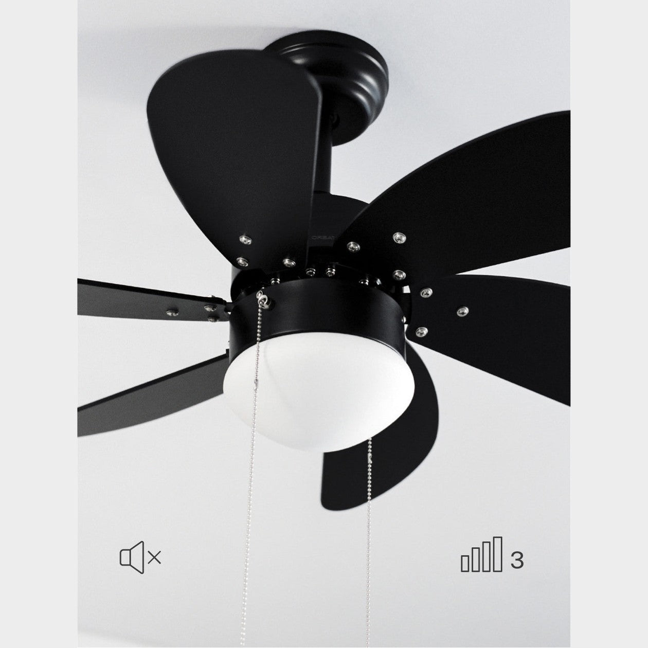 Create - WINDLIGHT EASY – 53W Quiet Ceiling Fan with Remote Control, 6 Speeds, Timer, Summer/Winter Function, with Lighting (82 cm)