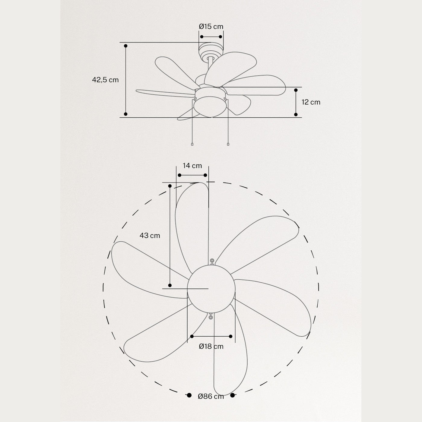 Create - WINDLIGHT EASY – 53W Quiet Ceiling Fan with Remote Control, 6 Speeds, Timer, Summer/Winter Function, with Lighting (82 cm)
