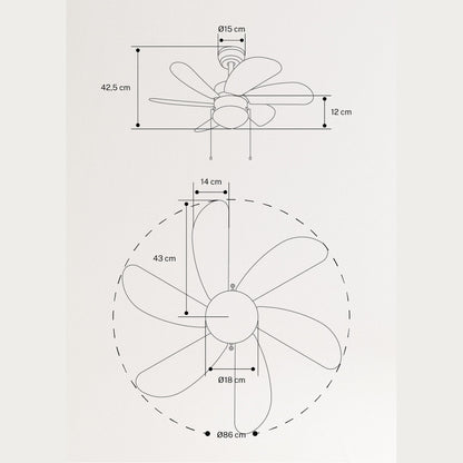 Create - WINDLIGHT EASY – 53W Quiet Ceiling Fan with Remote Control, 6 Speeds, Timer, Summer/Winter Function, with Lighting (82 cm)