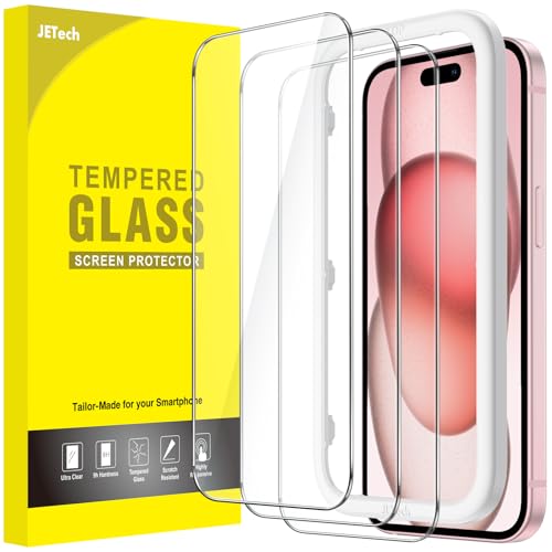 JETech - Tempered Glass Screen Protector for iPhone 15, Easy Install, HD Clear, Case-Friendly, 3-Pack - JETech Product