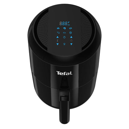 Tefal EY3018 Easy Fry Compact Hot Air Fryer (1400W, Capacity: 1.6 L, 6 Cooking Programmes, Digital Display, Timer, Healthy Without Fat / Oil, Crispy Chips, Hot Air Fryer for 1 - 2 Persons) Black