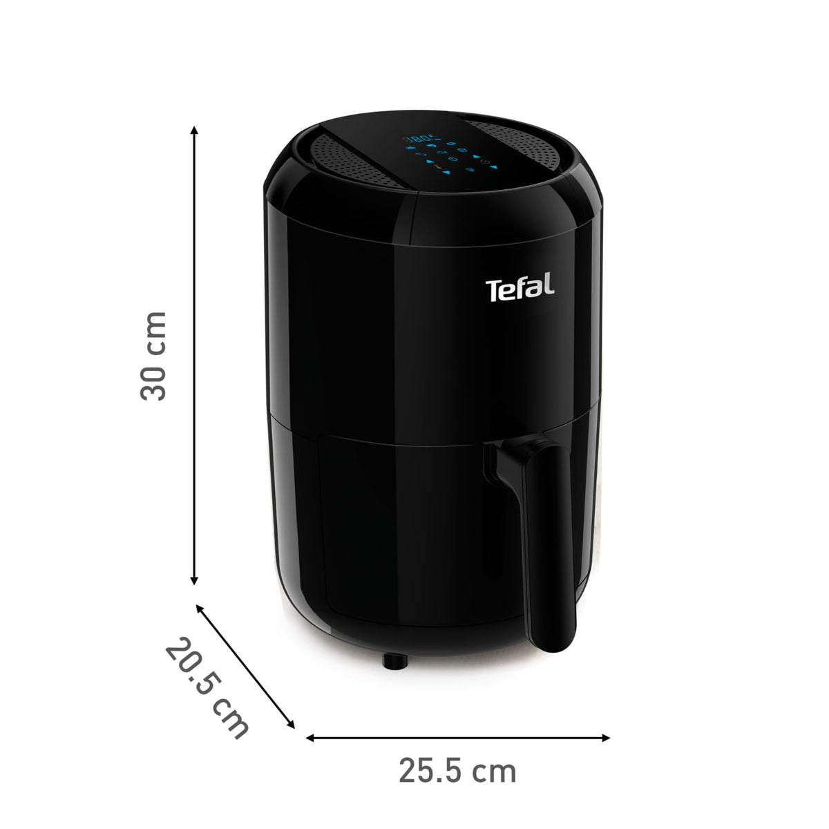 Tefal EY3018 Easy Fry Compact Hot Air Fryer (1400W, Capacity: 1.6 L, 6 Cooking Programmes, Digital Display, Timer, Healthy Without Fat / Oil, Crispy Chips, Hot Air Fryer for 1 - 2 Persons) Black