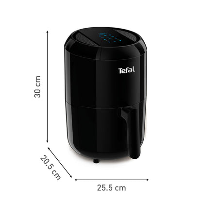 Tefal EY3018 Easy Fry Compact Hot Air Fryer (1400W, Capacity: 1.6 L, 6 Cooking Programmes, Digital Display, Timer, Healthy Without Fat / Oil, Crispy Chips, Hot Air Fryer for 1 - 2 Persons) Black