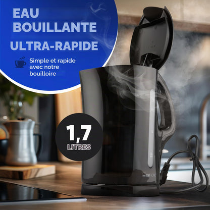 Clatronic Kettle 1.7 L with automatic & manual shut-off, removable anti-limescale filter, max. 2200Watt, Black