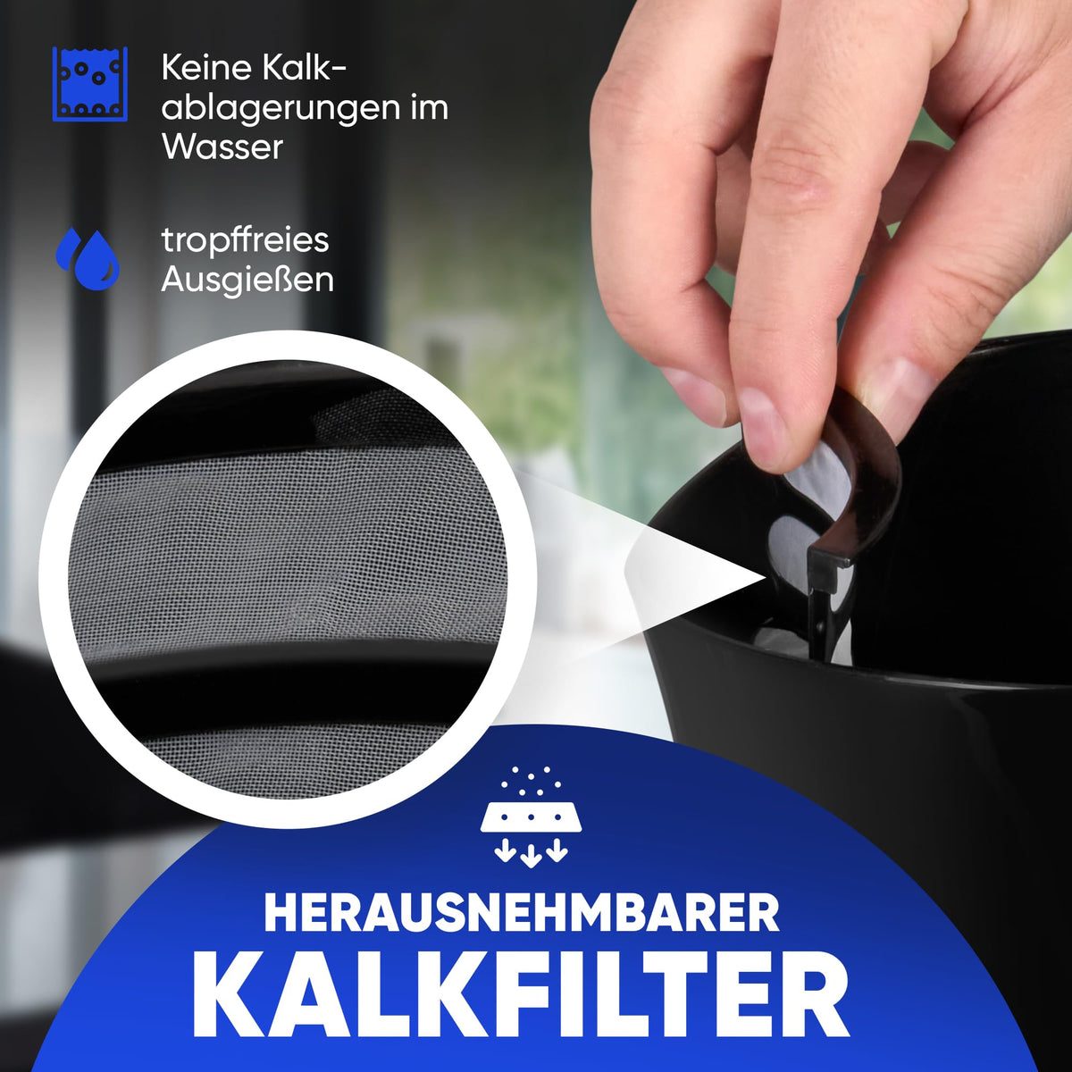 Clatronic Kettle 1.7 L with automatic & manual shut-off, removable anti-limescale filter, max. 2200Watt, Black