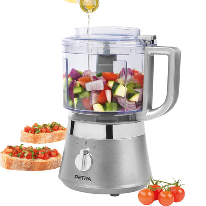 Petra PT5114VDEEU7 Compact Food Processor - 2-Speed Multi Chopper, Onion Chopper, 2580/2965 RPM, Built-in Oil/Drizzle Hole, 500 ml BPA Free Bowl with Lid, 400 W