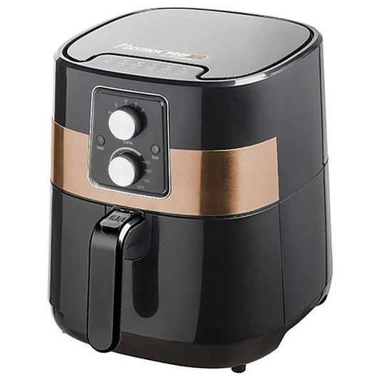 Bestron XXL Hot Air Fryer with Prepair Technology and Timer Function, Capacity 4 L, 1300 W, Black/Copper