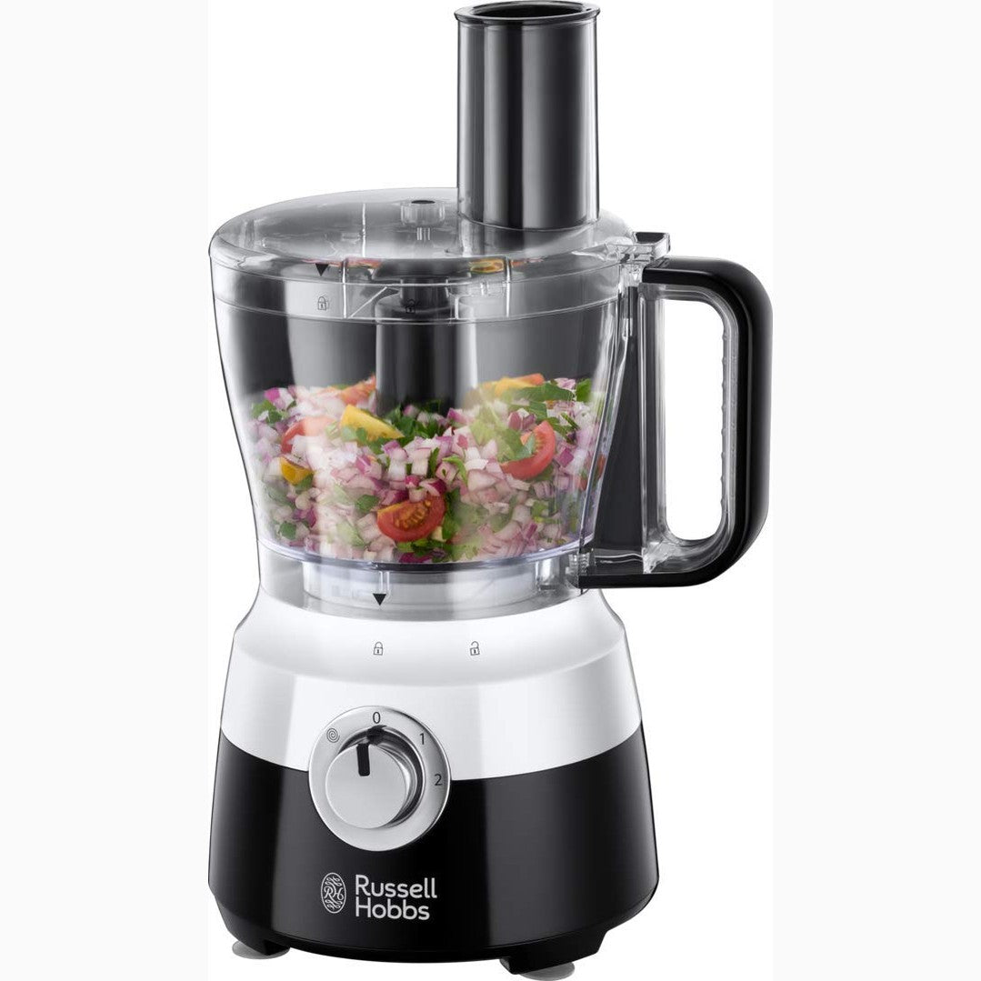 Russell Hobbs Horizon Food Processor with Blender, 600W, 1.5l Utility Capacity, Stainless Steel Blade, Tear Disc, Dough Tool, 2 Speeds+Pulse, 1.5l Blender Included, Cord Storage, 24731-56