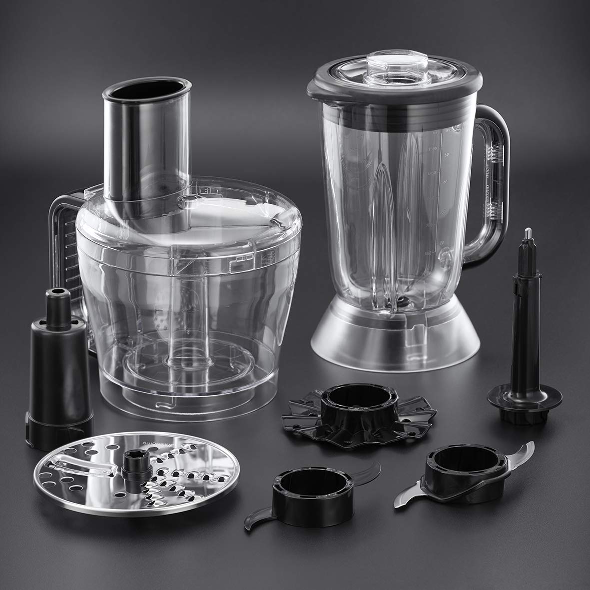 Russell Hobbs Horizon Food Processor with Blender, 600W, 1.5l Utility Capacity, Stainless Steel Blade, Tear Disc, Dough Tool, 2 Speeds+Pulse, 1.5l Blender Included, Cord Storage, 24731-56