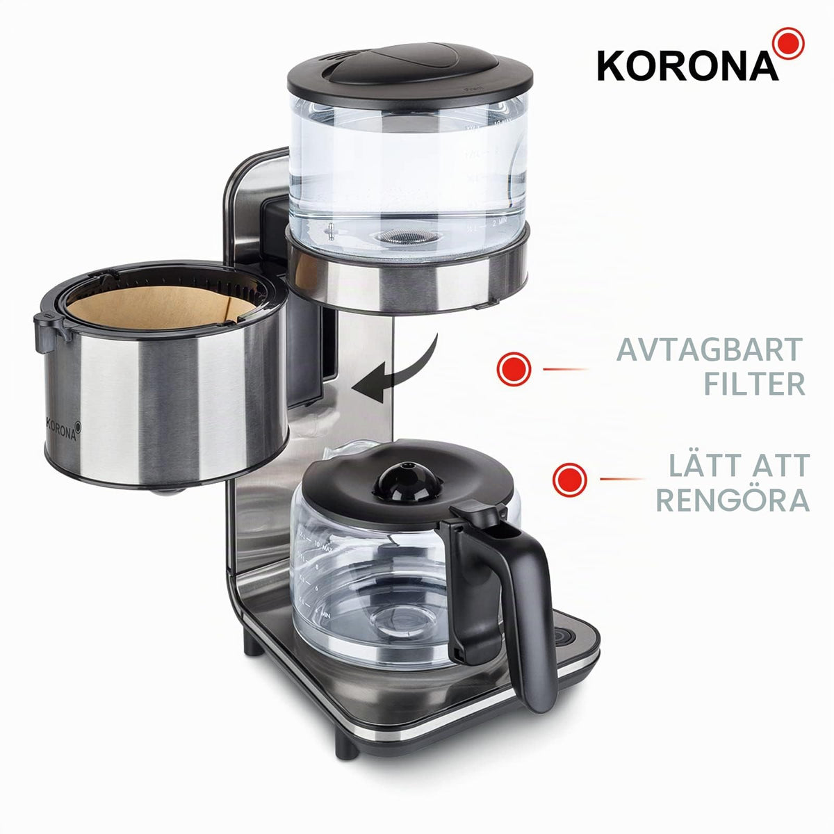 Korona 10295 Coffee Maker, Silver, 1.25 L