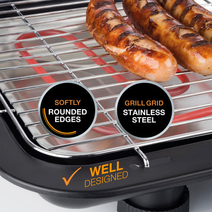 Korona 46221 Electric Standing Grill with XXL Cooking Grate (51 x 30 cm) / 2200 Watt / Wind Protection / Indicator Light / Safety Switch / Continuous Temperature Setting