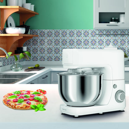 Tefal Masterchef Essential Food Processor, Pizza, Cake, Baking, 800 W, 4.8 L Capacity, Baking Kit, Mixing Hook, 6 Speeds and Pulse Setting, White, QB1501