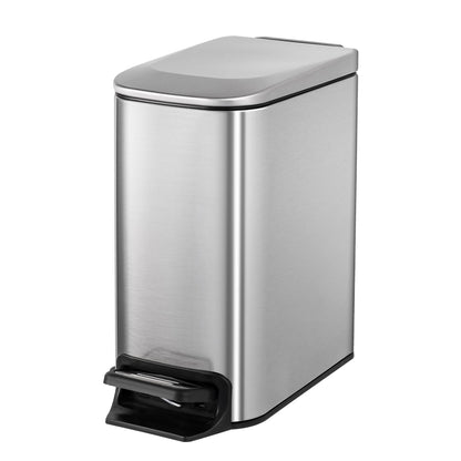 Cesun Small Bathroom Trash Can with Lid, 1.6 Gal, Soft Close, Sliver