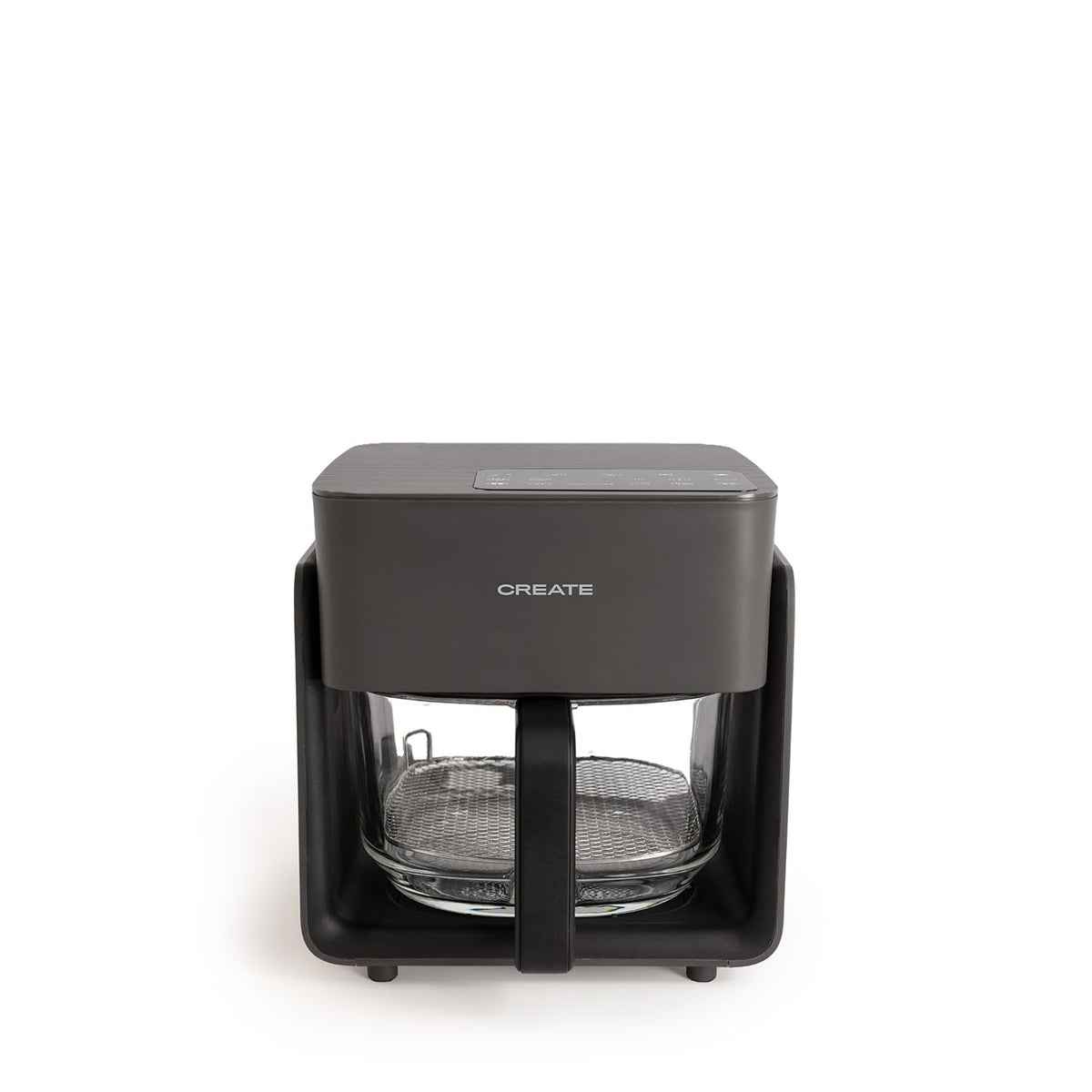 CREATE Air Fryer Studio Crystal/Oil-Free Hot Air Fryer, 4.2 L, without Water Steamer, Black, Capacity 5-6 Servings, 6 Programmes, Glass Container, Time and Temperature Control, 1300 W