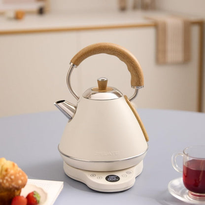 CREATE Kettle Retro Pro Kettle with Temperature Control 1 L Cream White / Automatic Shut-Off / Quick Boil Function / Non-Slip Base / Transparent Window / 1200 W