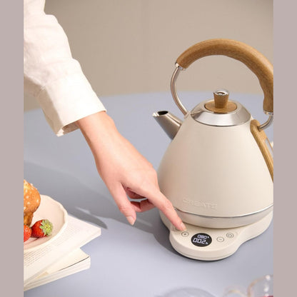 CREATE Kettle Retro Pro Kettle with Temperature Control 1 L Cream White / Automatic Shut-Off / Quick Boil Function / Non-Slip Base / Transparent Window / 1200 W