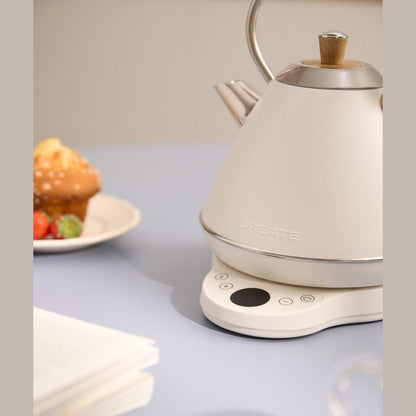 CREATE Kettle Retro Pro Kettle with Temperature Control 1 L Cream White / Automatic Shut-Off / Quick Boil Function / Non-Slip Base / Transparent Window / 1200 W