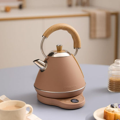 CREATE/KETTLE RETRO PRO/1L Electric Kettle with Temperature Control Mocha / Auto Off System, Quick Boil, Non-Slip Base, Transparent Panel, 1200W