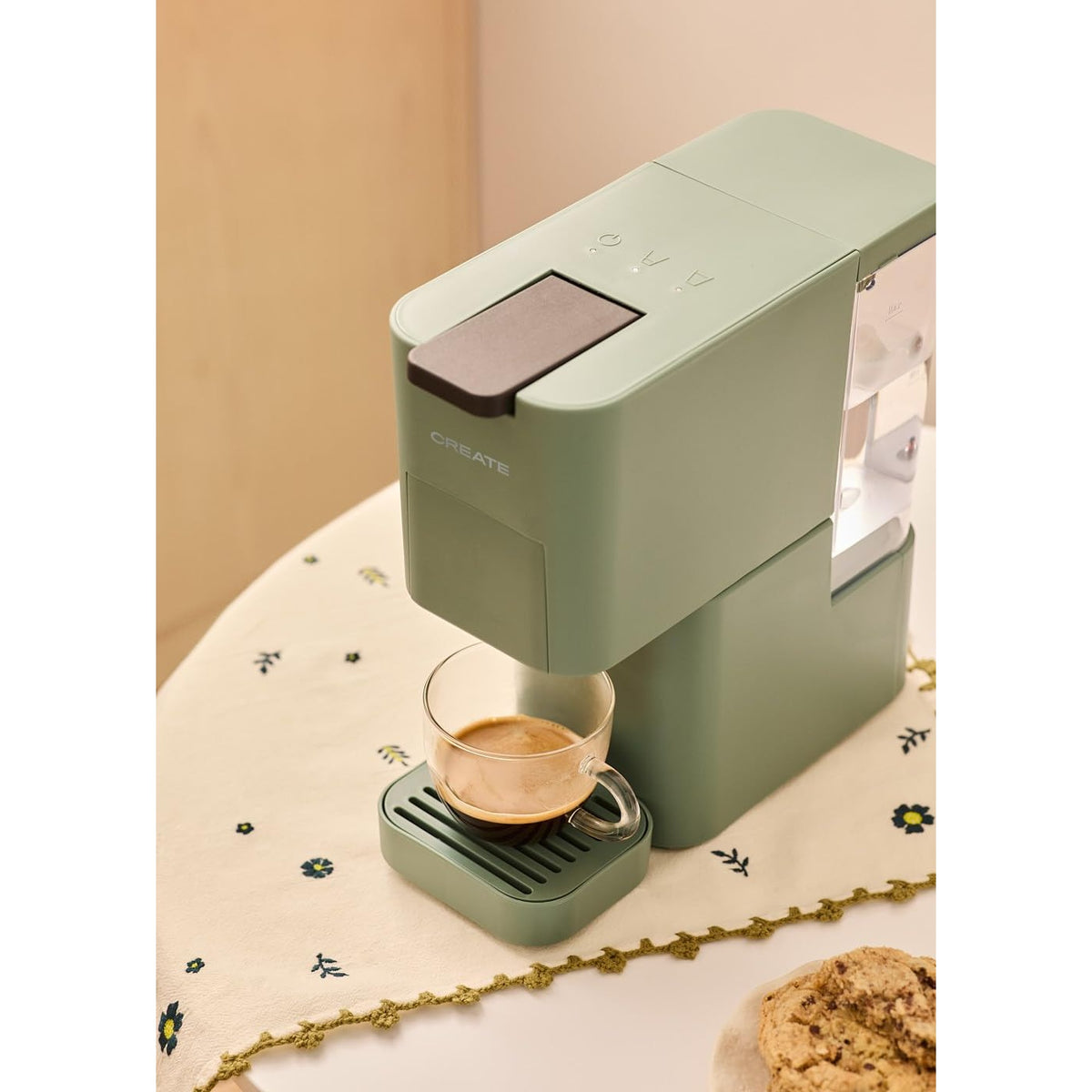 CREATE / THERA STUDIO/Multi-capsule espresso coffee maker and sage green ground coffee/Touch control panel, 19bar, programmable, 3 interchangeable adapters, anti-vibration system, 1450W