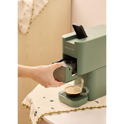 CREATE / THERA STUDIO/Multi-capsule espresso coffee maker and sage green ground coffee/Touch control panel, 19bar, programmable, 3 interchangeable adapters, anti-vibration system, 1450W