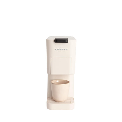 CREATE / THERA STUDIO/Express Multi-Capsule Coffee Machine and Off-White Ground Coffee/Touch Panel, 19 Bar, 3 Interchangeable Adapters, 1450 W