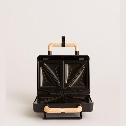 CREATE /STONE STUDIO/Sandwich Maker Grill and Double Black Waffle Maker / 3 Interchangeable Plates: Grill, Waffle and Sandwich, Non-Stick, 100° Opening, 2 Slices, Auto Off, Retro, 800W