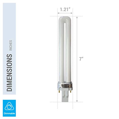 KOR - Pack of 4, 13W GX23 CFL Light Bulbs, 3500K Neutral White, Energy Efficient