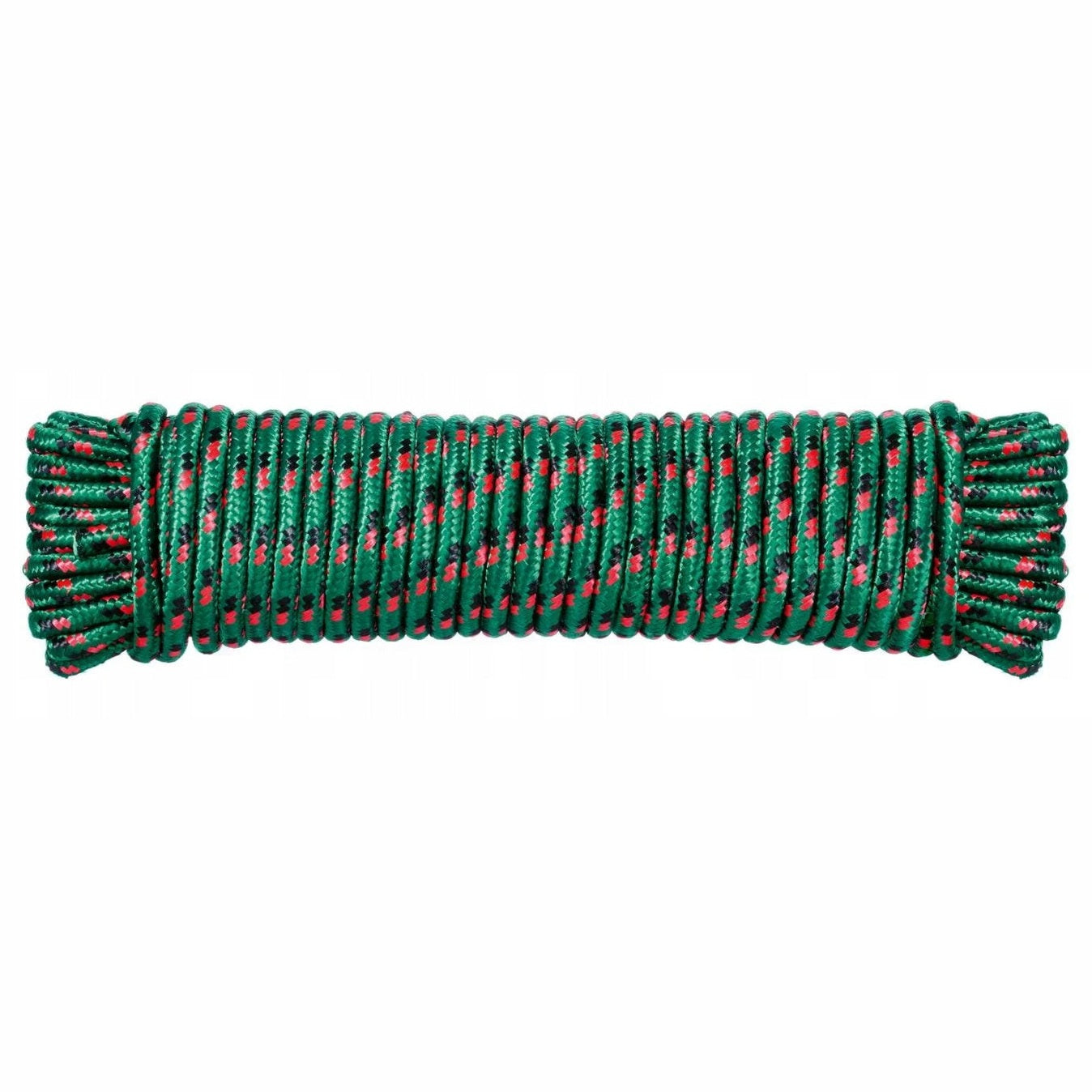 Green polypropylene rope with a 9.5mm diameter and 30m length