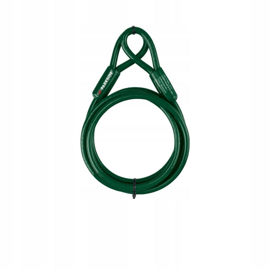 Green steel tow strap with hook ends for reliable vehicle towing